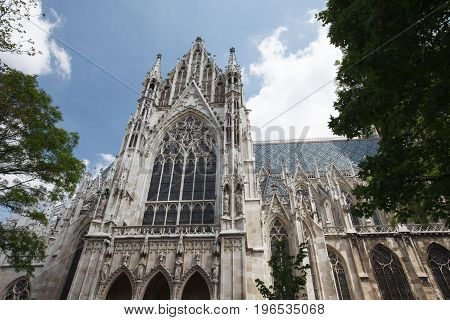 famous Votivkirche Votive Church close up. Vienna. Austria