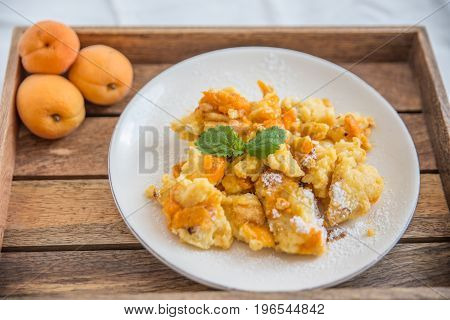 Home made Traditional austrian kaiserschmarrn with apricots