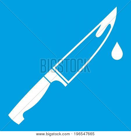 Steel knife icon white isolated on blue background vector illustration