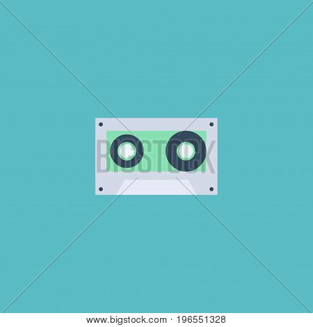 Flat Icon Cassette Element. Vector Illustration Of Flat Icon Tape Isolated On Clean Background