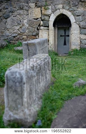 In the yard of ancient monastery Armenia