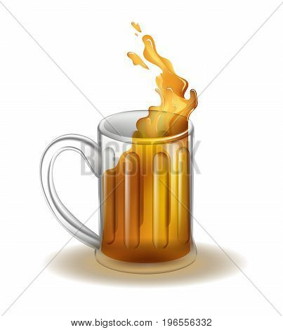 Illustration of beer mug for International beer day. Transparent object for alchohol festival.