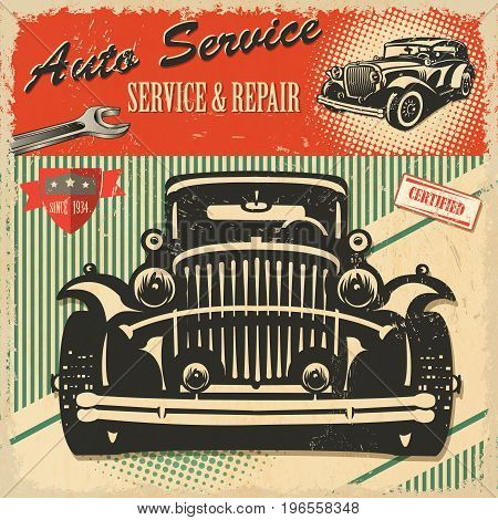 The vintage garage retro poster service & repair