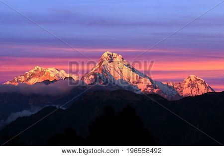 Panorama Of Mount Annapurna - View From Poon Hill On Annapurna Circuit Trek, Nepal
