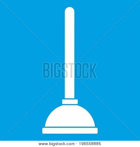 Toilet plunger icon white isolated on blue background vector illustration