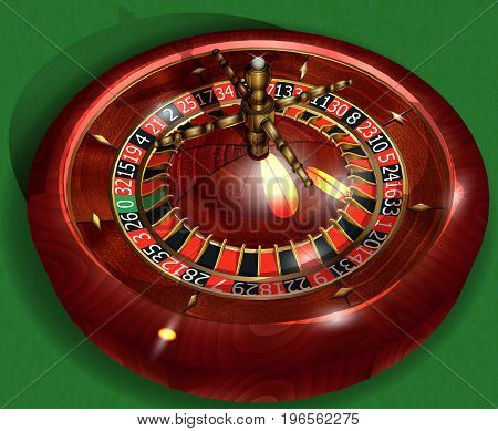 The roulette on a green background. Vector illustration