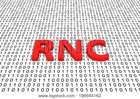 RNC in the form of binary code, 3D illustration