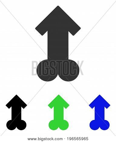 Male Sexual Potence vector pictogram. Illustration style is a flat iconic colored symbol with different color versions.