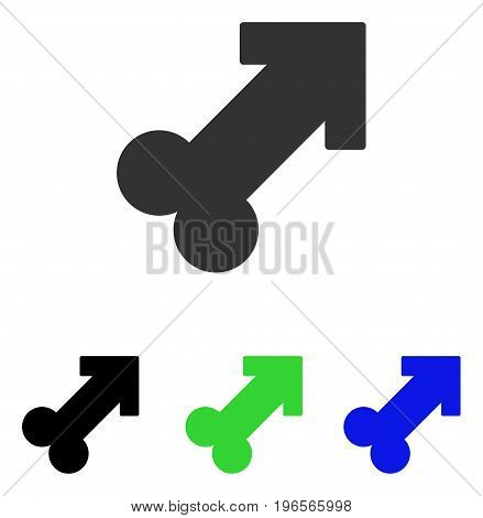 Male Sexual Symbol vector pictogram. Illustration style is a flat iconic colored symbol with different color versions.
