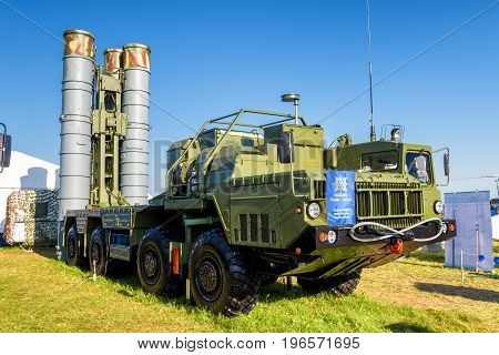 Moscow Region - July 21, 2017: The S-400 Triumf russian anti-aircraft weapon system at the International Aviation and Space Salon (MAKS).