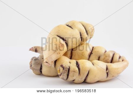 Cubios (Tropaeolum tuberosum) isolated on white background