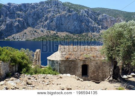 view of Camellia island in Hisaronu Bay, Aegean sea, Turkey