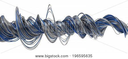 3d illustration of twisting metal wires. isolated on white.