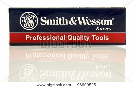 Winneconne WI - 22 July 2017: A Smith & Wesson knife box on an isolated background.