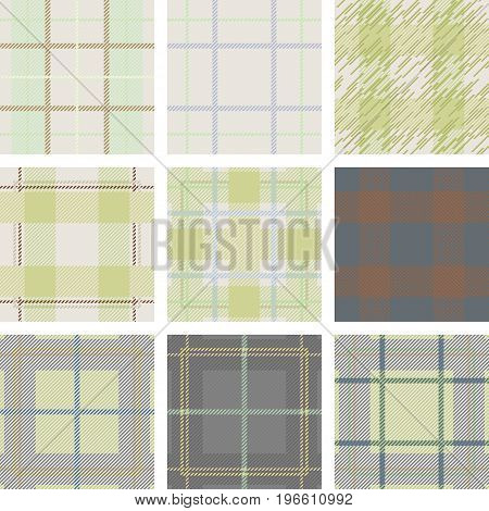 Vector set of tartan fabric texture, graphic backgrounds