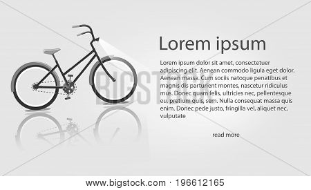 Vector illustration Bike. Banners on the theme mountain biking, store, routes for cycling. Area for text on a grey background. 