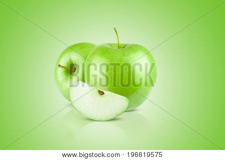 A fresh, juicy apple on a green gradient background background.