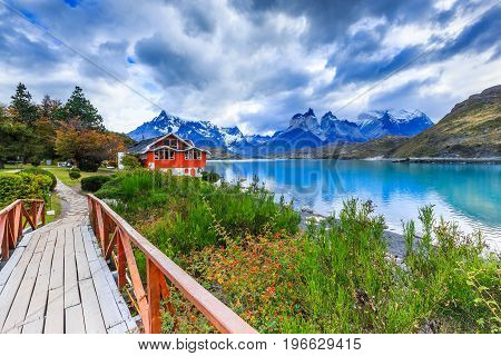 Torres Del Paine National Park Chile. Pehoe Lake.