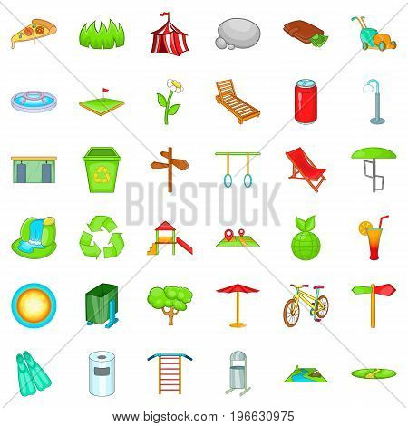 Public park icons set. Cartoon style of 36 public park vector icons for web isolated on white background