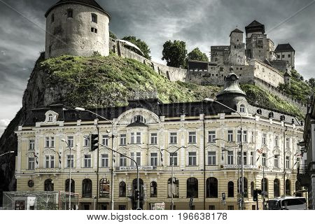TRENCIN SLOVAKIA - MAY 13: Castle in city Trencin on May 13 2017 in Trencin