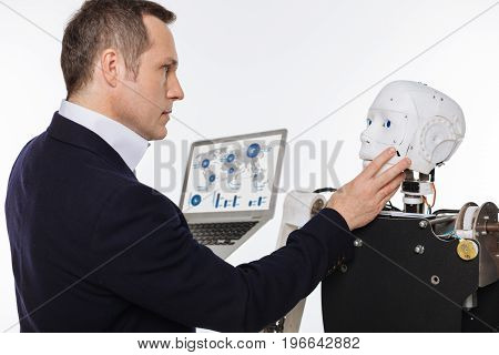 Look at me. Brilliant scrupulous dedicated man using his laptop for analyzing empiric data and running some tests on the robot