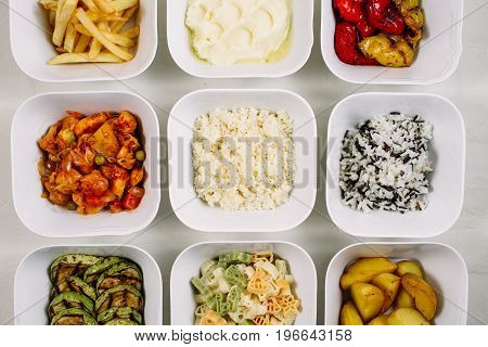 Mixed Rice, Potatoes, Zucchini Grill, Colorful Pasta, Pepper On The Grill