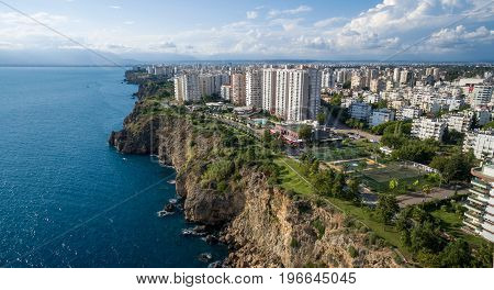 Aerial photograph of Antalya bay on sunny day