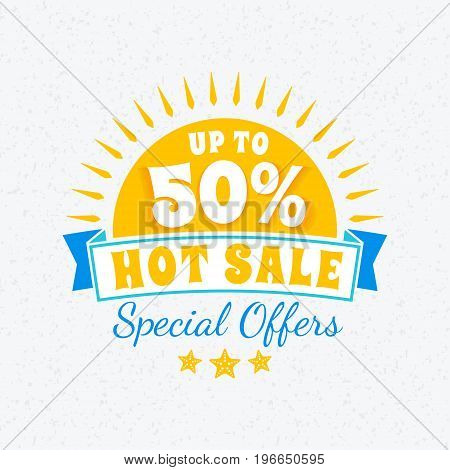 Summer Sale Banner. Typographic Retro Style Summer Poster With Textured Abstract Background. Summer