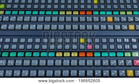 Video Switcher Panel with a lot of color buttons for Tv Controm Room