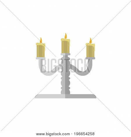 Candlestick Vector Element Can Be Used For Candelabrum, Candlestick, Candle Design Concept.  Isolated Candelabrum Flat Icon.