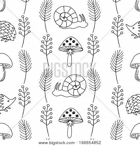 Forest animals vector seamless pattern. Forest  background