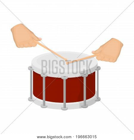 Drum, percussion musical instrument. Drum shot single icon in cartoon style vector symbol stock illustration .