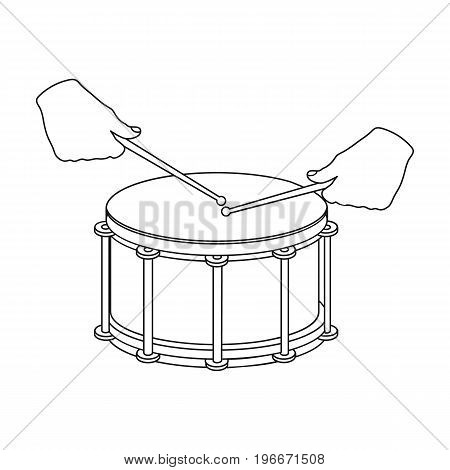 Drum, percussion musical instrument. Drum shot single icon in outline style vector symbol stock illustration .