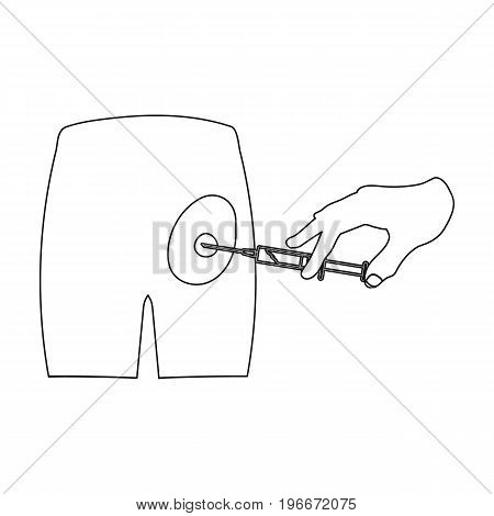 Intramuscular injection into the buttock with a syringe. Medicine single icon in outline style vector symbol stock illustration .