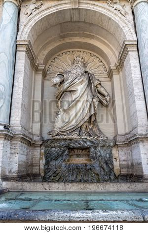 ROME, ITALY - JUNE 22, 2017: Amazing view of Fountain of Moses (Fountain Acqua Felice) in city of Rome, Italy