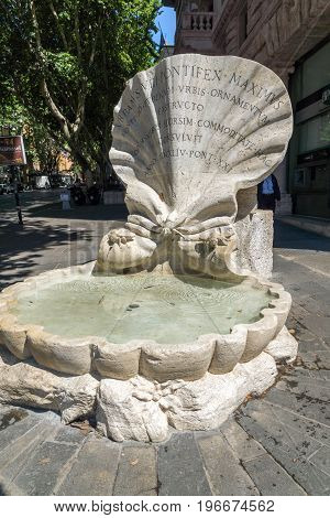 ROME, ITALY - JUNE 22, 2017: Amazing view of Fontana delle Api at Piazza Barberini in Rome, Italy