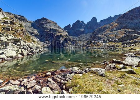 Amazing landscape of The Scary lake and Kupens peaks, Rila Mountain, Bulgaria