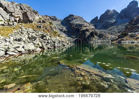 Amazing landscape of The Scary lake and Kupens peaks, Rila Mountain, Bulgaria