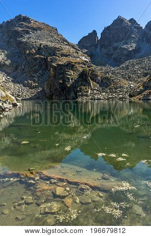 Amazing landscape of The Scary lake and Kupens peaks, Rila Mountain, Bulgaria