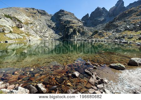 Amazing landscape of The Scary lake and Kupens peaks, Rila Mountain, Bulgaria