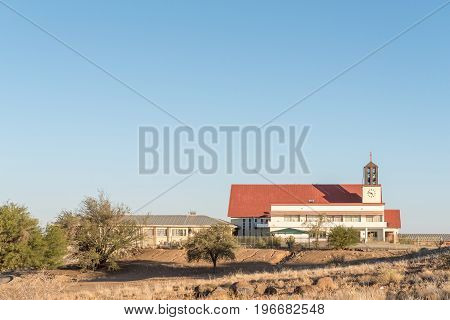 KEETMANSHOOP NAMIBIA - JUNE 13 2017: The Our Lady of Perpetual Help Roman Catholic Church in Keetmanshoop the capital town of the Karas Region of Namibia