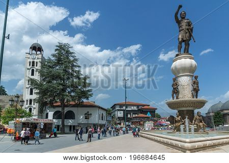 SKOPJE, REPUBLIC OF MACEDONIA - 13 MAY 2017: Philip II of Macedon Monument in Skopje, Republic of Macedonia