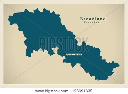 Modern Map - Broadland District Of Norfolk England Uk Illustration
