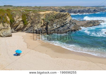 Beach Umbrella In Buizinho Beach In Porto Covo