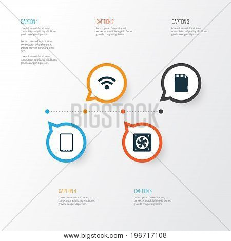 Computer Icons Set. Collection Of Cellphone, Computer Ventilation, Wireless And Other Elements