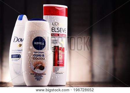 Composition With Containers Of Global Cosmetics Brands