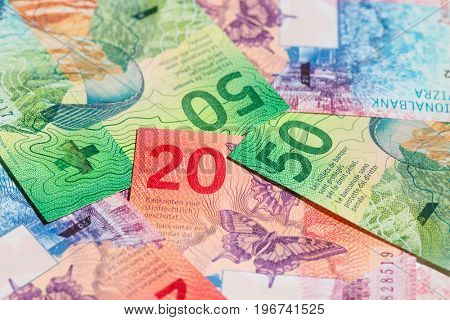 Collection of the new swiss banknotes (issued in 2017)