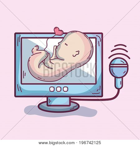 ultrasound of baby heartbeat frecuncy and prescription vector illustration