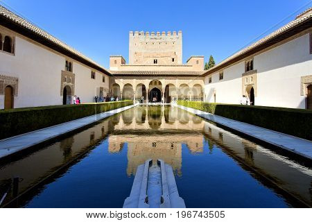 Courtyard Of The Myrtles, Patio De Los Arrayanes, In Alhambra, Granada
