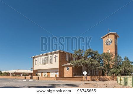 REHOBOTH NAMIBIA - JUNE 14 2017: The Sacred Heart Roman Catholic Church in Rehoboth a town in the Hardap Region of namibia